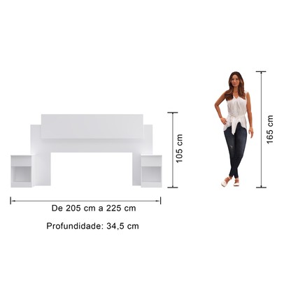Cabeceira Casal Garnet com 2 Mesa de Cabeceira Ca20 Branco - Decibal Móveis