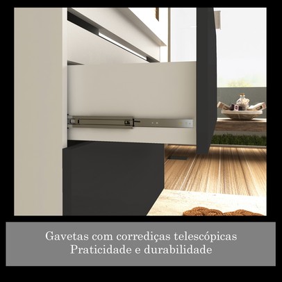 Armário de Banheiro Pietra 3 Gavetas Mdp Preto - Móveis Bosi