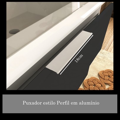 Armário de Banheiro Pietra 3 Gavetas Mdp Preto - Móveis Bosi