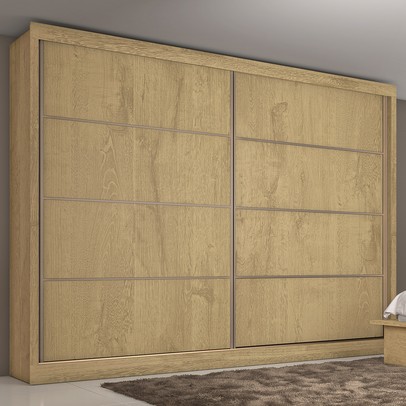Guarda-Roupa Casal Sevilha 2 Portas 6 Gavetas 100% Mdf Amêndoa/Off White - Mademarques