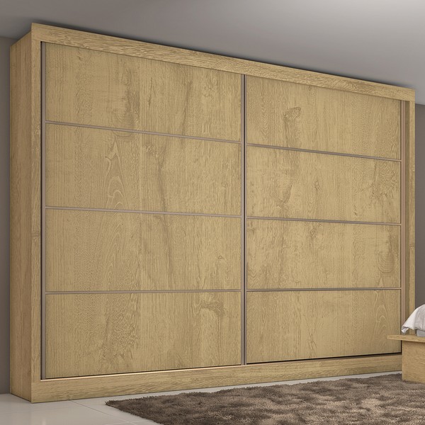 Guarda-Roupa Casal Sevilha 2 Portas 6 Gavetas 100% Mdf Amêndoa/Off White - Mademarques