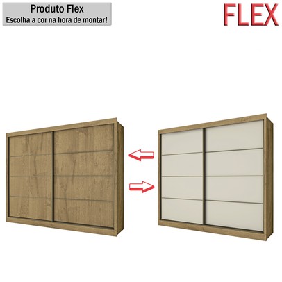 Guarda-Roupa Casal Sevilha 2 Portas 6 Gavetas 100% Mdf Amêndoa/Off White - Mademarques