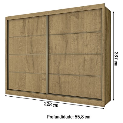 Guarda-Roupa Casal Sevilha 2 Portas 6 Gavetas 100% Mdf Amêndoa/Off White - Mademarques