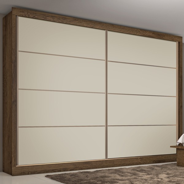 Guarda-Roupa Casal Sevilha 2 Portas 6 Gavetas 100% Mdf Brauna/Off White - Mademarques