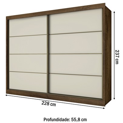 Guarda-Roupa Casal Sevilha 2 Portas 6 Gavetas 100% Mdf Brauna/Off White - Mademarques