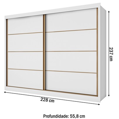 Guarda-Roupa Casal Sevilha 2 Portas 6 Gavetas 100% Mdf Branco - Mademarques