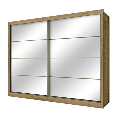 Guarda-Roupa Casal Sevilha Plus 2 Portas 6 Gavetas 100% Mdf Espelhado Amêndoa - Mademarques