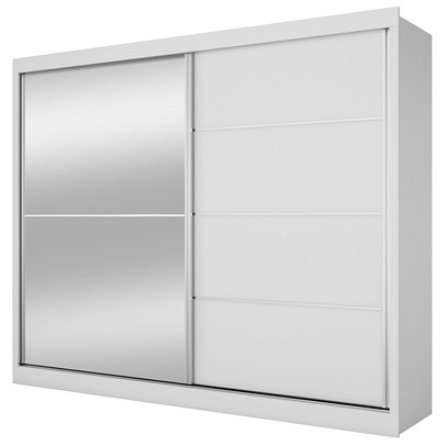 Guarda-Roupa Casal Verona 2 Portas 4 Gavetas 100% Mdf com Espelho Branco - Mademarques