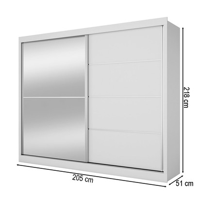 Guarda-Roupa Casal Verona 2 Portas 4 Gavetas 100% Mdf com Espelho Branco - Mademarques