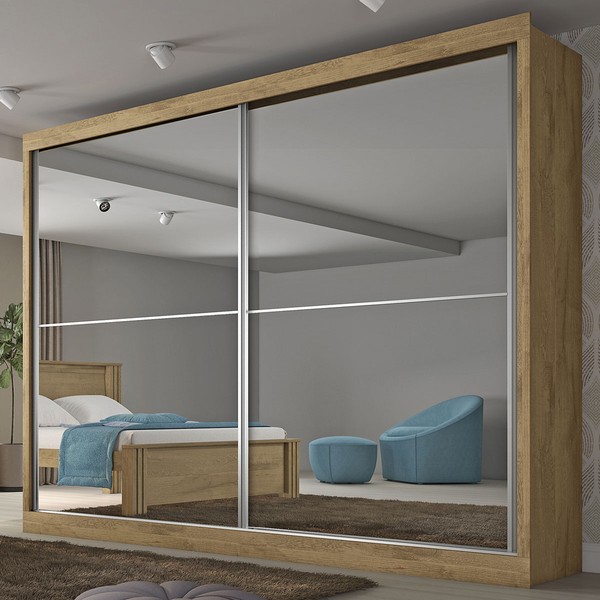 Guarda-Roupa Casal Verona Plus 2 Portas 4 Gavetas com Espelho 100% Mdf Amêndoa - Mademarques