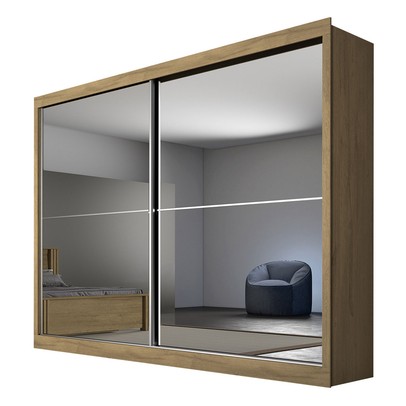 Guarda-Roupa Casal Verona Plus 2 Portas 4 Gavetas com Espelho 100% Mdf Amêndoa - Mademarques