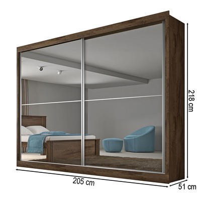 Guarda-Roupa Casal Verona Plus 2 Portas 4 Gavetas com Espelho 100% Mdf Brauna - Mademarques