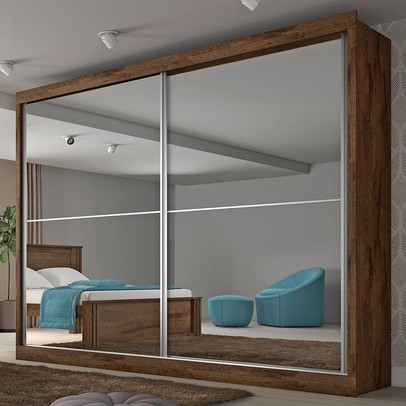 Guarda-Roupa Casal Verona Plus 2 Portas 4 Gavetas com Espelho 100% Mdf Brauna - Mademarques