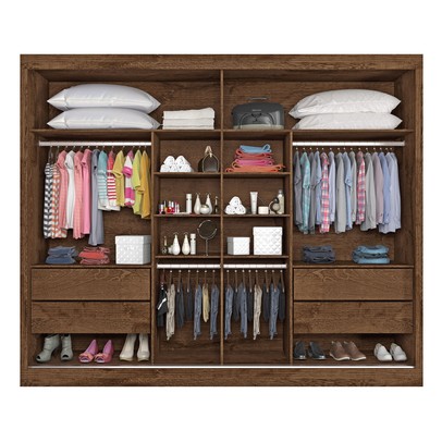 Guarda-Roupa Casal Verona Plus 2 Portas 4 Gavetas com Espelho 100% Mdf Brauna - Mademarques