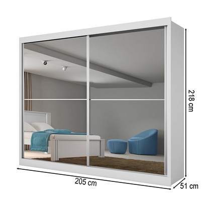 Guarda-Roupa Casal Verona Plus 2 Portas 4 Gavetas com Espelho 100% Mdf Branco - Mademarques