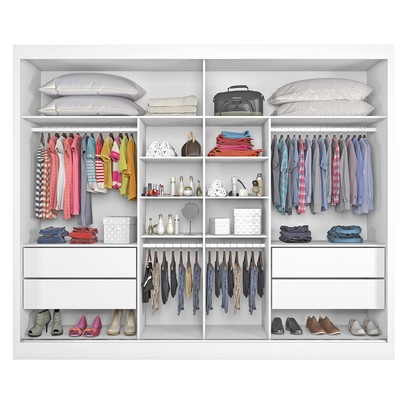 Guarda-Roupa Casal Verona Plus 2 Portas 4 Gavetas com Espelho 100% Mdf Branco - Mademarques