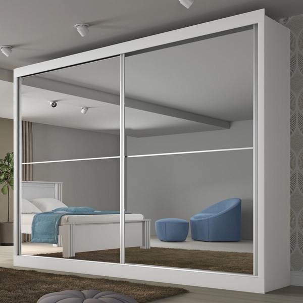 Guarda-Roupa Casal Verona Plus 2 Portas 4 Gavetas com Espelho 100% Mdf Branco - Mademarques