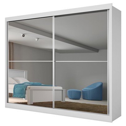 Guarda-Roupa Casal Verona Plus 2 Portas 4 Gavetas com Espelho 100% Mdf Branco - Mademarques