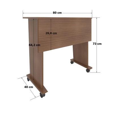 Mesa Escrivaninha Dobrável Wood com Rodízio Amendoa - Pnr Móveis