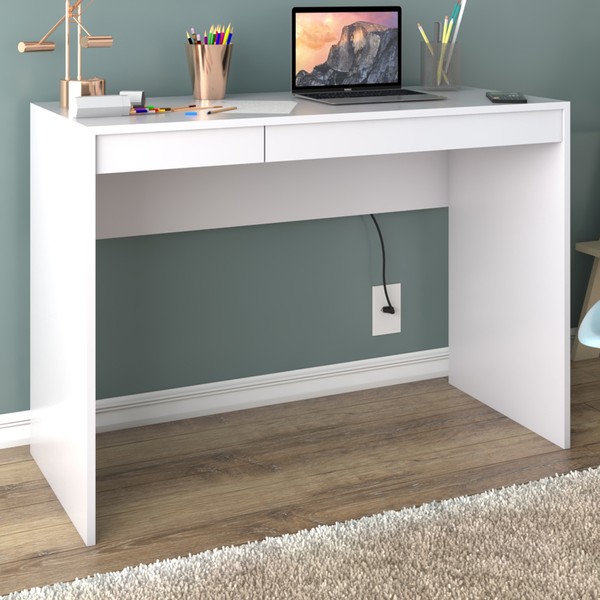 Mesa Escrivaninha Office 2 Gavetas Branco - Pnr Móveis