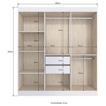 Guarda-Roupa Casal Xangai 6 Portas 2 Gavetas Branco - Doripel