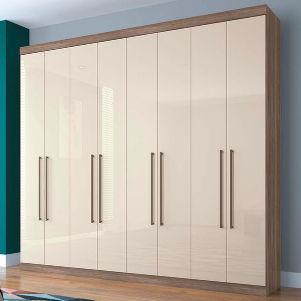 Guarda-Roupa Casal Havana 8 Portas 4 Gavetas Castanha/Off White - Santos Andirá