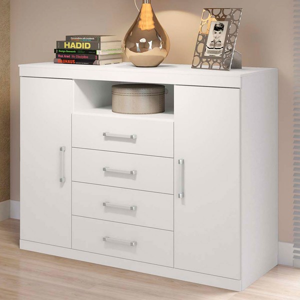 Cômoda Havana Master 2 Portas 4 Gavetas Branco - Santos Andirá