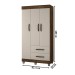 Guarda-Roupa Solteiro Paris 3 Portas 2 Gavetas Imbuia/Off White - Chf