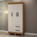 Guarda-Roupa Solteiro Paris 3 Portas 2 Gavetas Carvalho/Off White - Chf