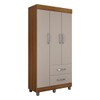 Guarda-Roupa Solteiro Paris 3 Portas 2 Gavetas Carvalho/Off White - Chf