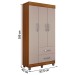 Guarda-Roupa Solteiro Paris 3 Portas 2 Gavetas Carvalho/Off White - Chf