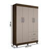 Guarda-Roupa Solteiro Paris 4 Portas 2 Gavetas Imbuia/Off White - Chf