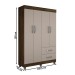 Guarda-Roupa Solteiro Paris 4 Portas 2 Gavetas Imbuia/Off White - Chf