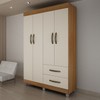 Guarda-Roupa Solteiro Paris 4 Portas 2 Gavetas Carvalho/Off White - Chf