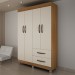 Guarda-Roupa Solteiro Paris 4 Portas 2 Gavetas Carvalho/Off White - Chf