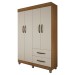 Guarda-Roupa Solteiro Paris 4 Portas 2 Gavetas Carvalho/Off White - Chf
