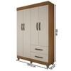 Guarda-Roupa Solteiro Paris 4 Portas 2 Gavetas Carvalho/Off White - Chf