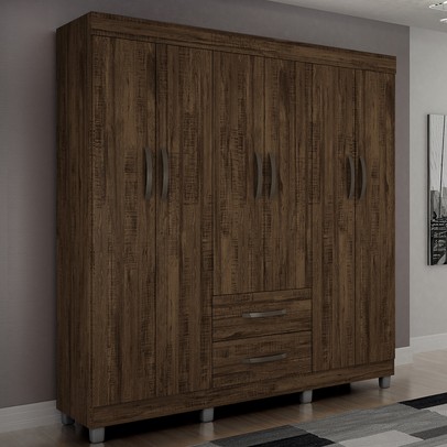 Guarda-Roupa Casal Paris 6 Portas 2 Gavetas Imbuia - Chf