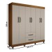 Guarda-Roupa Casal Paris 6 Portas 2 Gavetas Carvalho/Off White - Chf