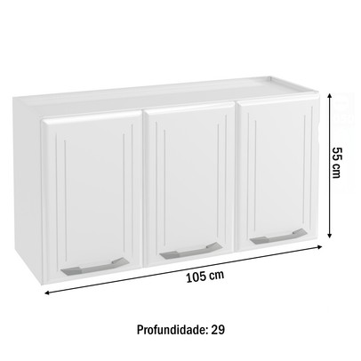 Armário Aéreo Cozinha em Aço Topázio 3 Portas Branco - Telasul