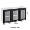 Armário Aéreo Cozinha em Aço Topázio 3 Portas com Vidro Branco/Preto - Telasul