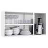 Armário Aéreo Cozinha em Aço Topázio 3 Portas com Vidro Branco/Preto - Telasul