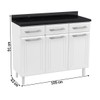 Armário de Cozinha em Aço Topázio 3 Portas 3 Gavetas Branco - Telasul