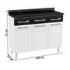 Armário de Cozinha em Aço Topázio 3 Portas 3 Gavetas Branco/Preto - Telasul
