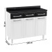 Armário de Cozinha em Aço Topázio 3 Portas 3 Gavetas Branco/Preto - Telasul