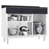 Armário de Cozinha em Aço Topázio 3 Portas 3 Gavetas Branco/Preto - Telasul