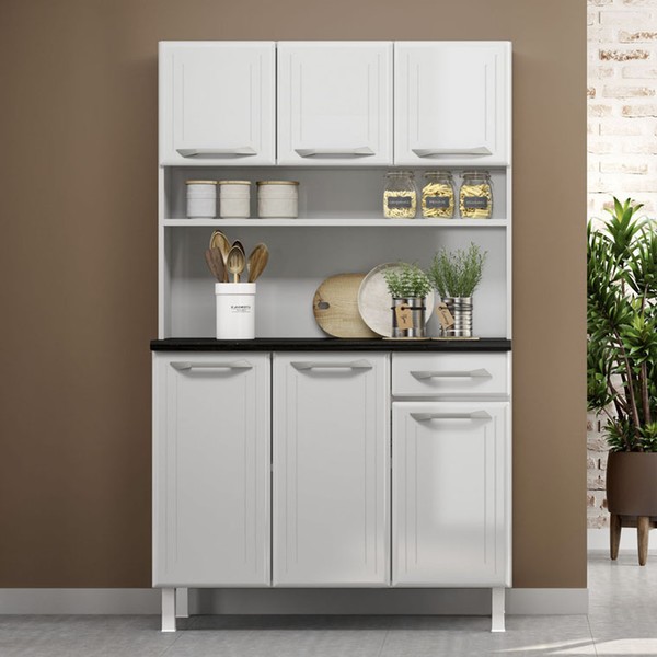 Cozinha de Aço Compacta Smart 6 Portas 1 Gaveta Branco - Telasul