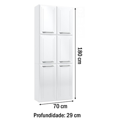 Paneleiros em Aço Topázio 6 Portas 5 Prateleiras Branco - Telasul