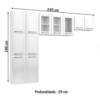 Cozinha de Aço Compacta Topázio 11 Portas 6 Prateleiras Branco - Telasul