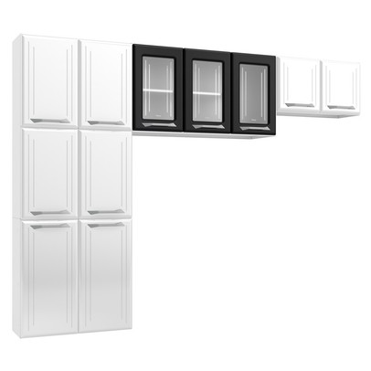 Cozinha de Aço Compacta Topázio 11 Portas 6 Prateleiras Branco/Preto - Telasul